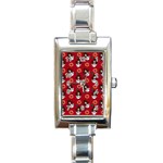 Girl With Dress Red Rectangle Italian Charm Watch Front