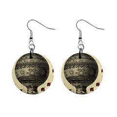 Vintage Air Balloon With Roses Mini Button Earrings by snowwhitegirl