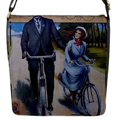 Couple On Bicycle Flap Closure Messenger Bag (s) by vintage2030