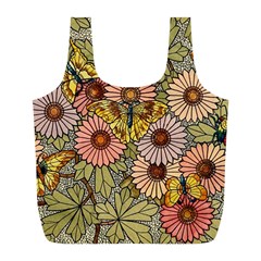 Flower And Butterfly Full Print Recycle Bag (l) by vintage2030