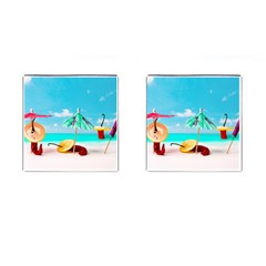 Red Chili Peppers On The Beach Cufflinks (square) by FunnyCow