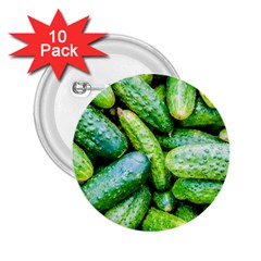 Pile Of Green Cucumbers 2 25  Buttons (10 Pack)  by FunnyCow