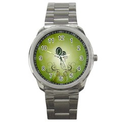 Wonderful Butterlies , Green Colors Sport Metal Watch by FantasyWorld7