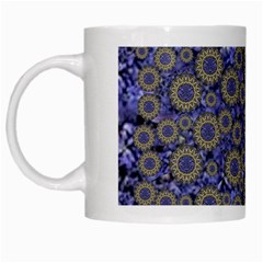 Blue Small Wonderful Floral In Mandalas White Mugs by pepitasart