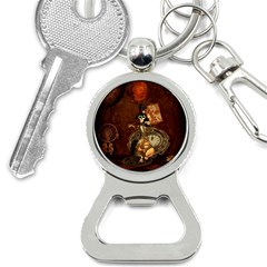 Funny Steampunk Skeleton, Clocks And Gears Bottle Opener Key Chains by FantasyWorld7