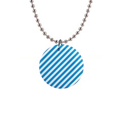 Oktoberfest Bavarian Blue And White Candy Cane Stripes Button Necklaces by PodArtist