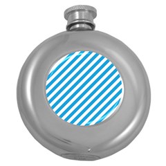 Oktoberfest Bavarian Blue And White Candy Cane Stripes Round Hip Flask (5 Oz) by PodArtist