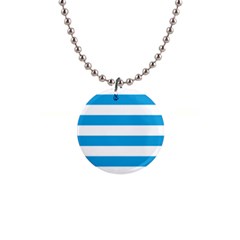 Oktoberfest Bavarian Blue And White Large Cabana Stripes Button Necklaces by PodArtist