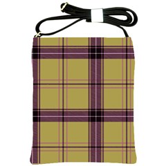 Beige Purple Plaid Shoulder Sling Bag by snowwhitegirl