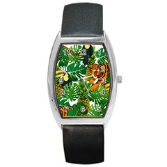 Tropical Pelican Tiger Jungle Barrel Style Metal Watch by snowwhitegirl