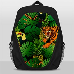 Tropical Pelican Tiger Jungle Black Backpack Bag by snowwhitegirl