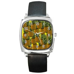 Tropical Pineapple Square Metal Watch by snowwhitegirl