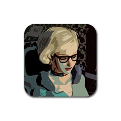 Girl Thinking Rubber Square Coaster (4 Pack)  by snowwhitegirl