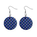 Frida Blue Mini Button Earrings Front