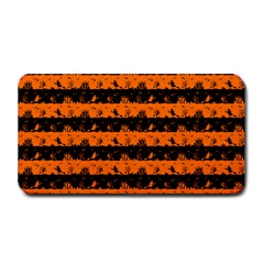 Dark Pumpkin Orange And Black Halloween Nightmare Stripes  Medium Bar Mats by PodArtist