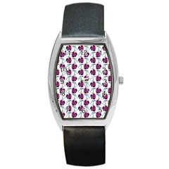 Flamingo Leaf Patttern Blue Barrel Style Metal Watch by snowwhitegirl