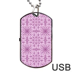 Ornamental Pink Dog Tag Usb Flash (two Sides) by snowwhitegirl