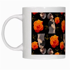 Girl With Roses And Anchors Black White Mugs by snowwhitegirl