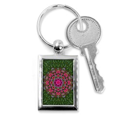 Fantasy Floral Wreath In The Green Summer  Leaves Key Chains (rectangle)  by pepitasart