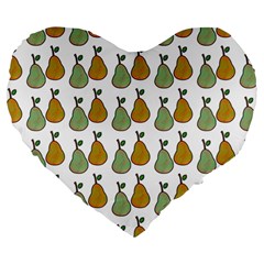 Pears White Large 19  Premium Heart Shape Cushions