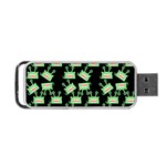 Green Alien Monster Pattern Black Portable USB Flash (Two Sides) Back