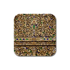 Gold Pattern Decoration Golden Rubber Square Coaster (4 Pack)  by Simbadda