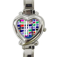 Color Graffiti Pattern Geometric Heart Italian Charm Watch by Nexatart