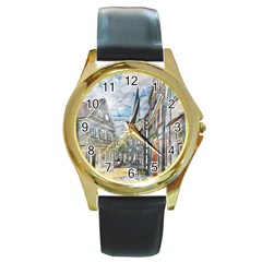 Altstadt Hattingen Ruhr Trail Round Gold Metal Watch by Nexatart