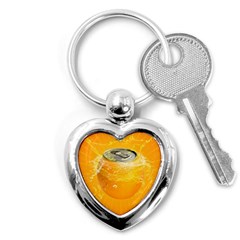 Orange Drink Splash Poster Key Chains (heart)  by Sapixe