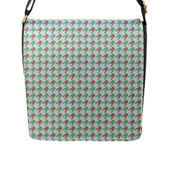 Amphibians Hopping Houndstooth Pattern Flap Closure Messenger Bag (l) by emilyzragz