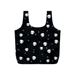 Pattern Skull Stars Halloween Gothic On Black Background Full Print Recycle Bag (s) by genx