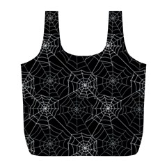 Pattern Spiderweb Halloween Gothic On Black Background Full Print Recycle Bag (l) by genx