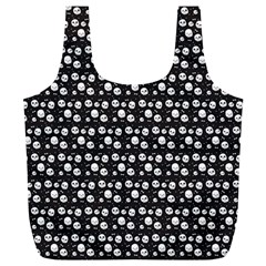 Pattern Skull Bones Halloween Gothic On Black Background Full Print Recycle Bag (xl) by genx