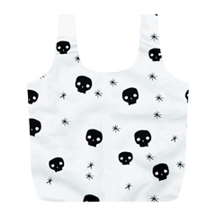 Pattern Skull Stars Handrawn Naive Halloween Gothic Black And White Full Print Recycle Bag (l) by genx