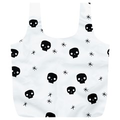 Pattern Skull Stars Handrawn Naive Halloween Gothic Black And White Full Print Recycle Bag (xl) by genx