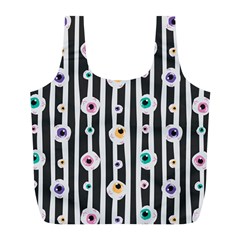 Pattern Eyeball Black And White Naive Stripes Gothic Halloween Full Print Recycle Bag (l) by genx