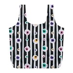 Pattern Eyeball black and white naive stripes Gothic Halloween Full Print Recycle Bag (L) Front