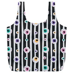 Pattern Eyeball Black And White Naive Stripes Gothic Halloween Full Print Recycle Bag (xl) by genx