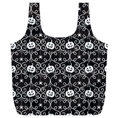 Pattern Pumpkin Spider Vintage Gothic Halloween Black And White Full Print Recycle Bag (xl) by genx