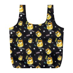 Doge Much Thug Wow Pattern Funny Kekistan Meme Dog Black Background Full Print Recycle Bag (l) by snek