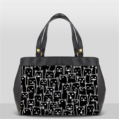 Funny Cat Pattern Organic Style Minimalist On Black Background Oversize Office Handbag by genx