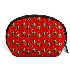 Trump Wrait Pattern Make Christmas Great Again Maga Funny Red Gift With Snowflakes And Trump Face Smiling Accessory Pouch (large) by snek