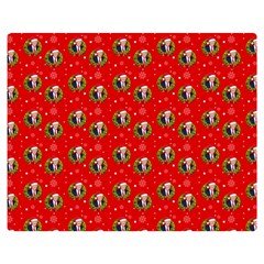 Trump Wrait Pattern Make Christmas Great Again Maga Funny Red Gift With Snowflakes And Trump Face Smiling Double Sided Flano Blanket (medium)  by snek