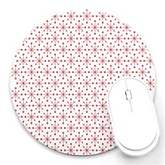 Pattern Christmas Pattern Red Stars Round Mousepads by Sapixe