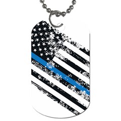 Usa Flag The Thin Blue Line I Back The Blue Usa Flag Grunge On White Background Dog Tag (two Sides) by snek