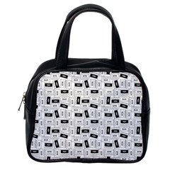 Tape Cassette 80s Retro Genx Pattern Black And White Classic Handbag (one Side) by genx