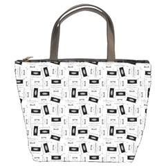 Tape Cassette 80s Retro Genx Pattern Black And White Bucket Bag by genx