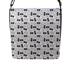 Tape Cassette 80s Retro Genx Pattern Black And White Flap Closure Messenger Bag (l) by genx