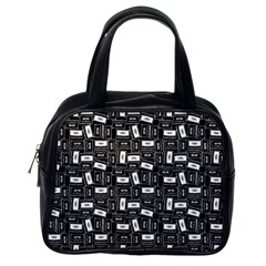 Tape Cassette 80s Retro Genx Pattern Black And White Classic Handbag (one Side) by genx