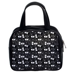 Tape Cassette 80s Retro Genx Pattern Black And White Classic Handbag (two Sides) by genx